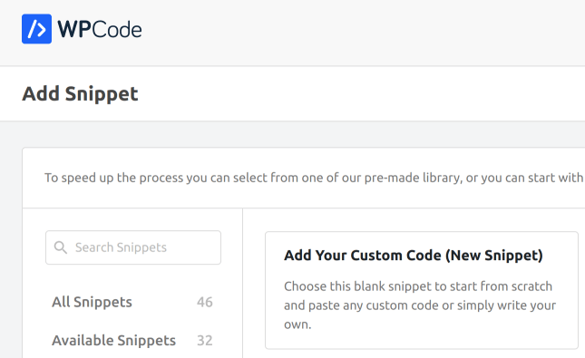 그림 5. Add Snippet > Add Your Custom Code (New Snippet)