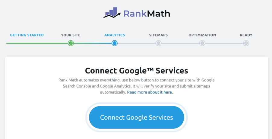 그림 12. Rank Math 플러그인: 구글 서비스와 연결하기